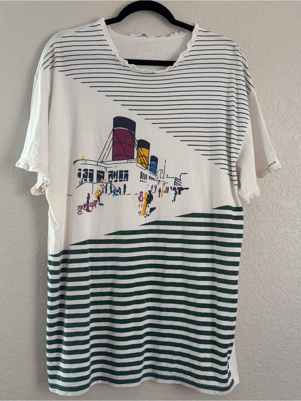 Schiesser Unisex Size XL Green Cream Titanic Inspired Graphic Print T-Shirt